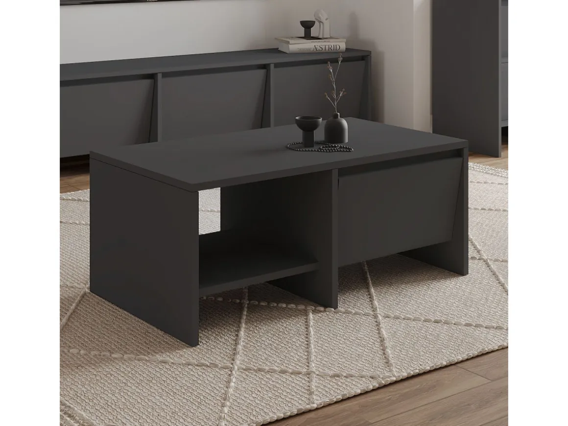 Table basse en bois "Laris" - 90 x 45 x 35 cm - Gris anthracite