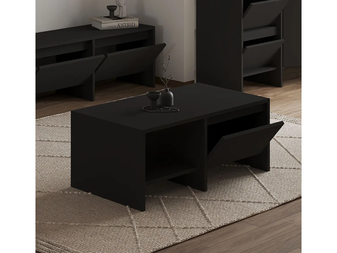 Table basse en bois "Laris" - 90 x 45 x 35 cm - Noir