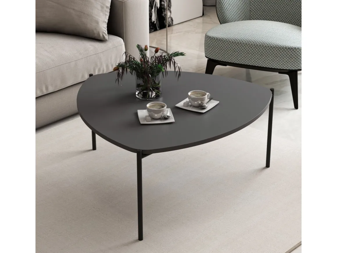 Table basse en bois "Lenny" - 90 x 89 x 40 cm - Anthracite