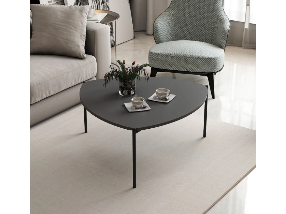Table basse en bois "Lenny" - 90 x 89 x 40 cm - Anthracite