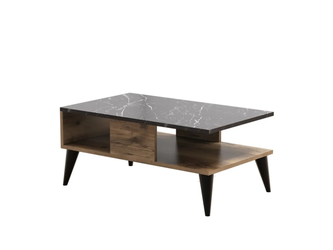 Table basse en bois "Lidya" - 90 x 54 x 39 cm - Marron