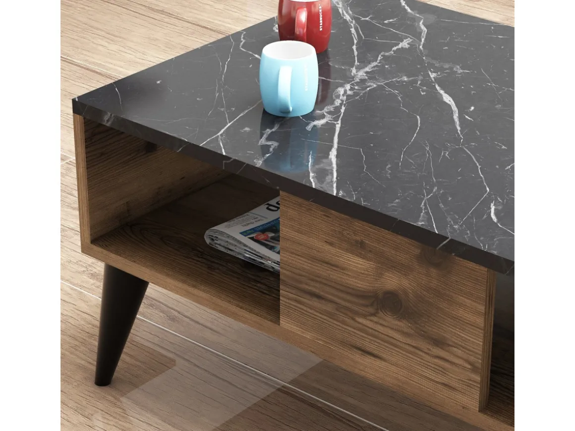 Table basse en bois "Lidya" - 90 x 54 x 39 cm - Marron