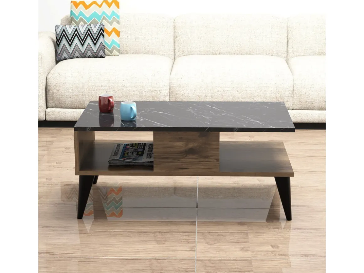 Table basse en bois "Lidya" - 90 x 54 x 39 cm - Marron