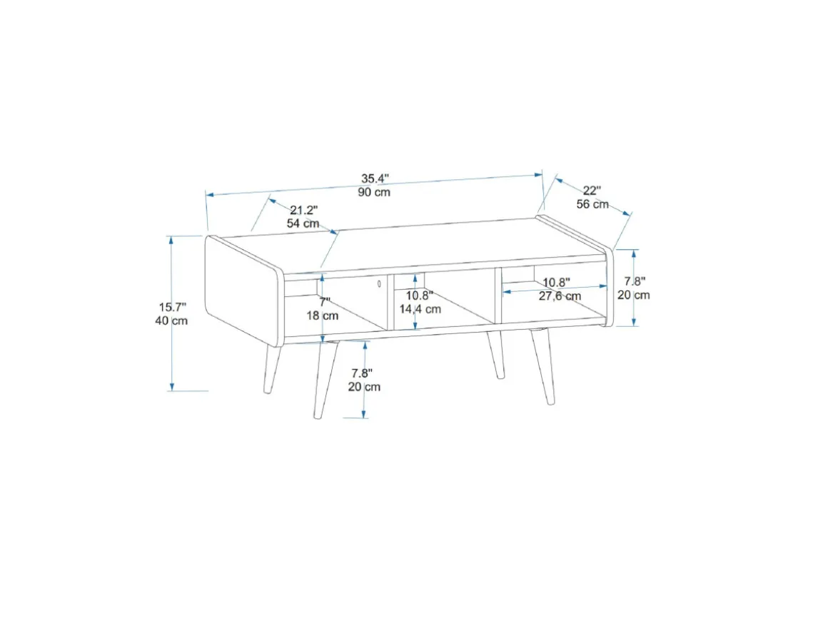 Table basse en bois "Line " - 90 x 56 x 40 cm - Noyer clair