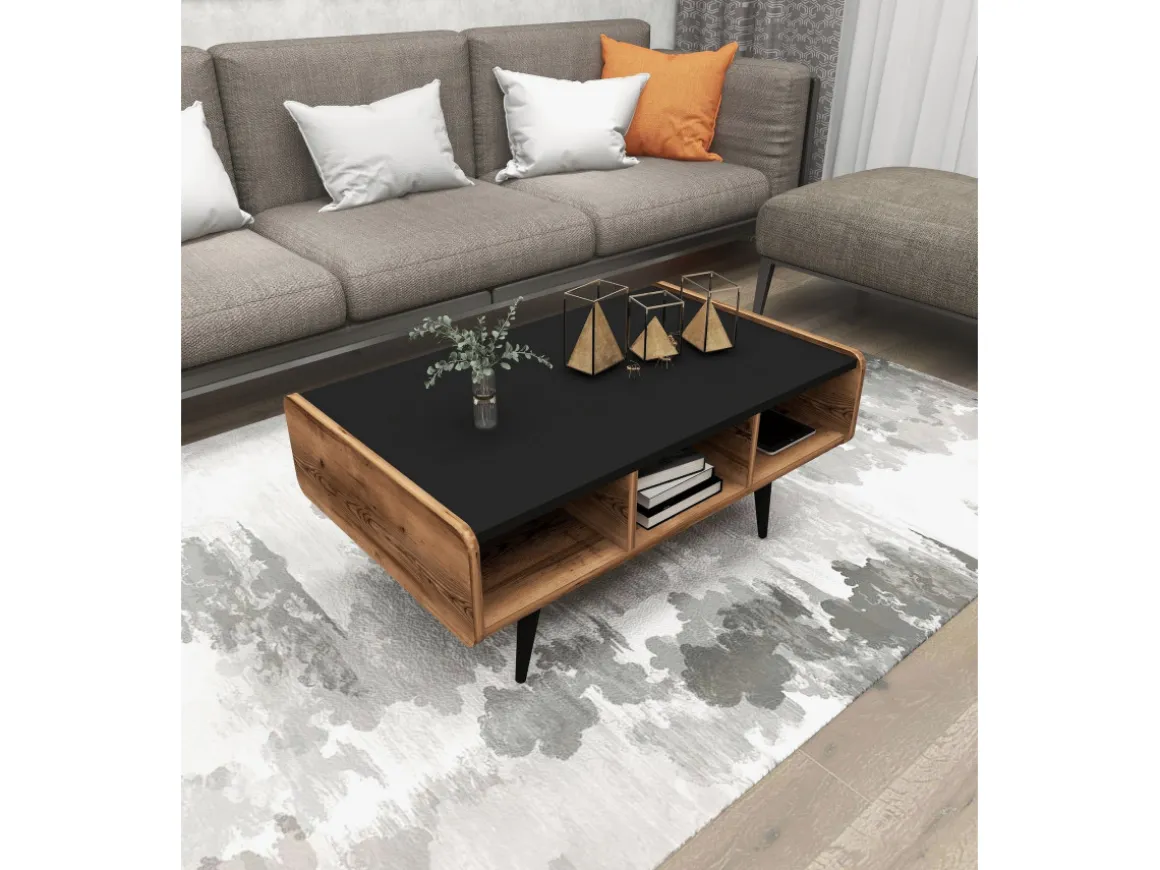 Table basse en bois "Line " - 90 x 56 x 40 cm - Noyer clair