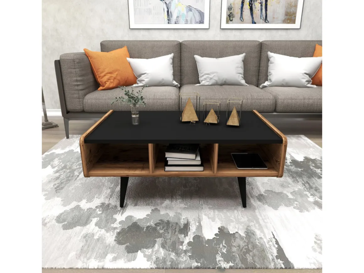 Table basse en bois "Line " - 90 x 56 x 40 cm - Noyer clair