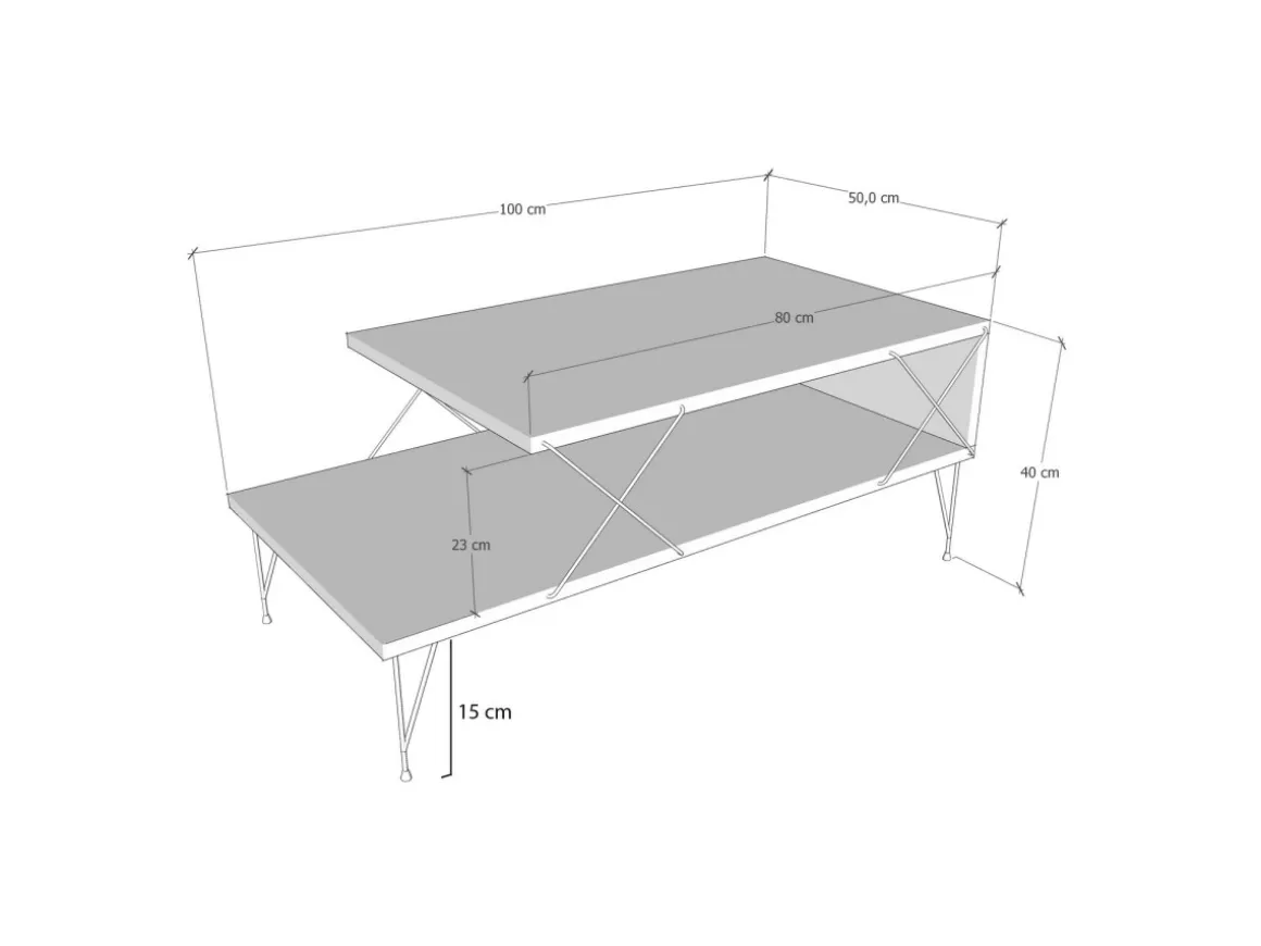 Table basse en bois "Loire" 100 x 50 x 40 cm - Anthracite