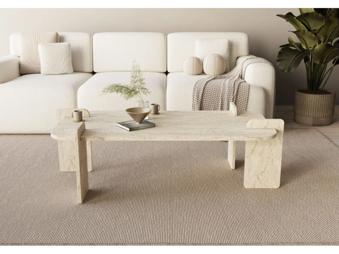 Table basse en bois "Lovge" 120 x 60 x 35 cm - Travertin