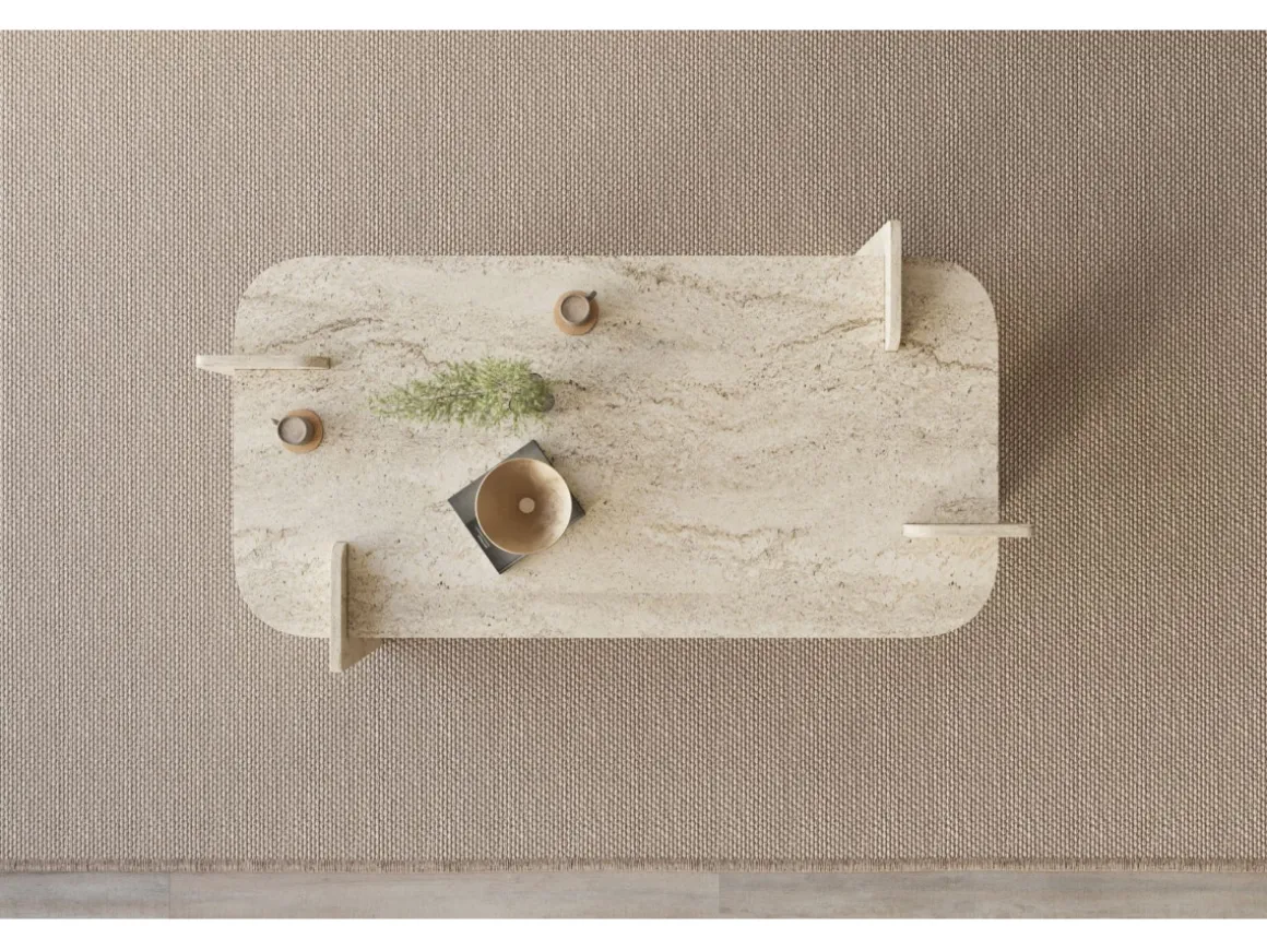 Table basse en bois "Lovge" 120 x 60 x 35 cm - Travertin