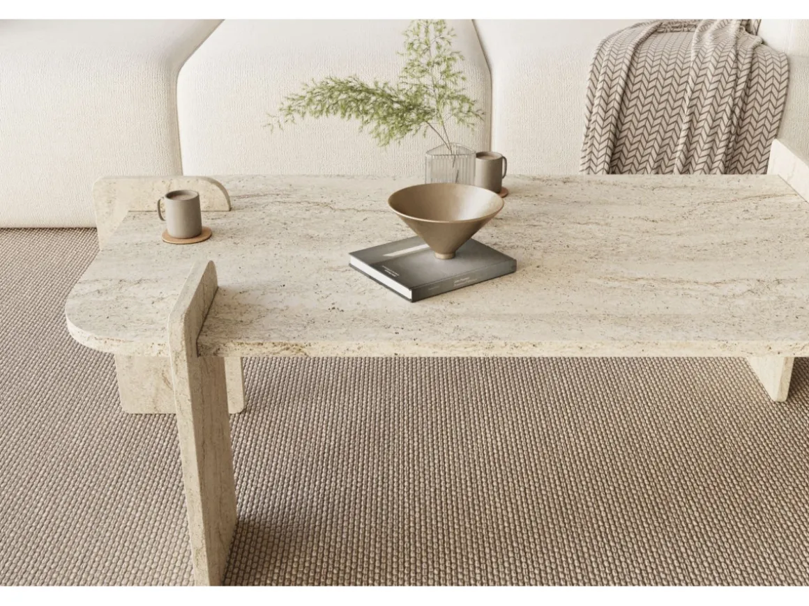 Table basse en bois "Lovge" 120 x 60 x 35 cm - Travertin