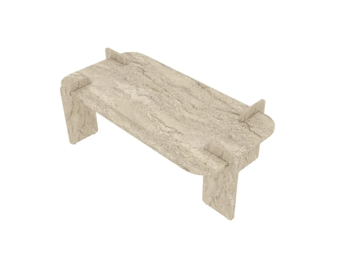 Table basse en bois "Lovge" 120 x 60 x 35 cm - Travertin