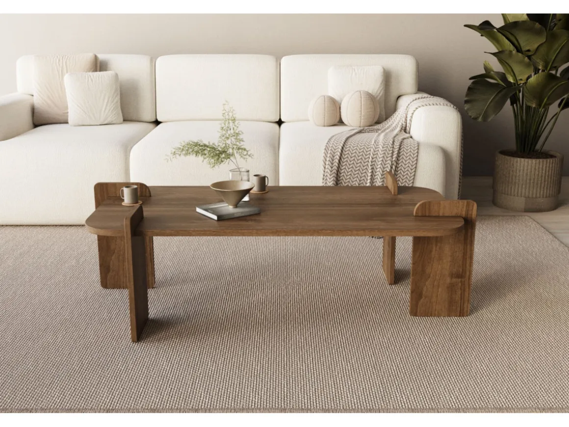 Table basse en bois "Lovge" 120 x 60 x 35 cm - Noyer