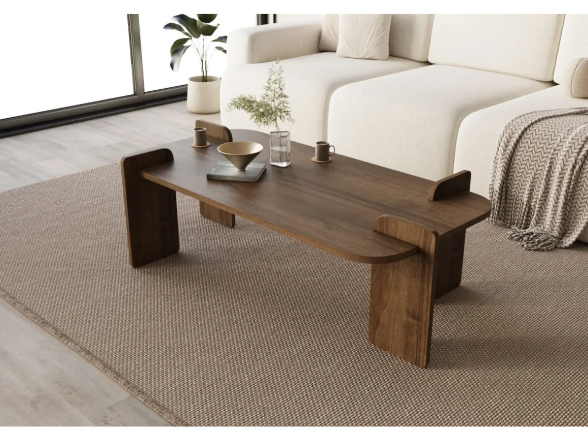 Table basse en bois "Lovge" 120 x 60 x 35 cm - Noyer