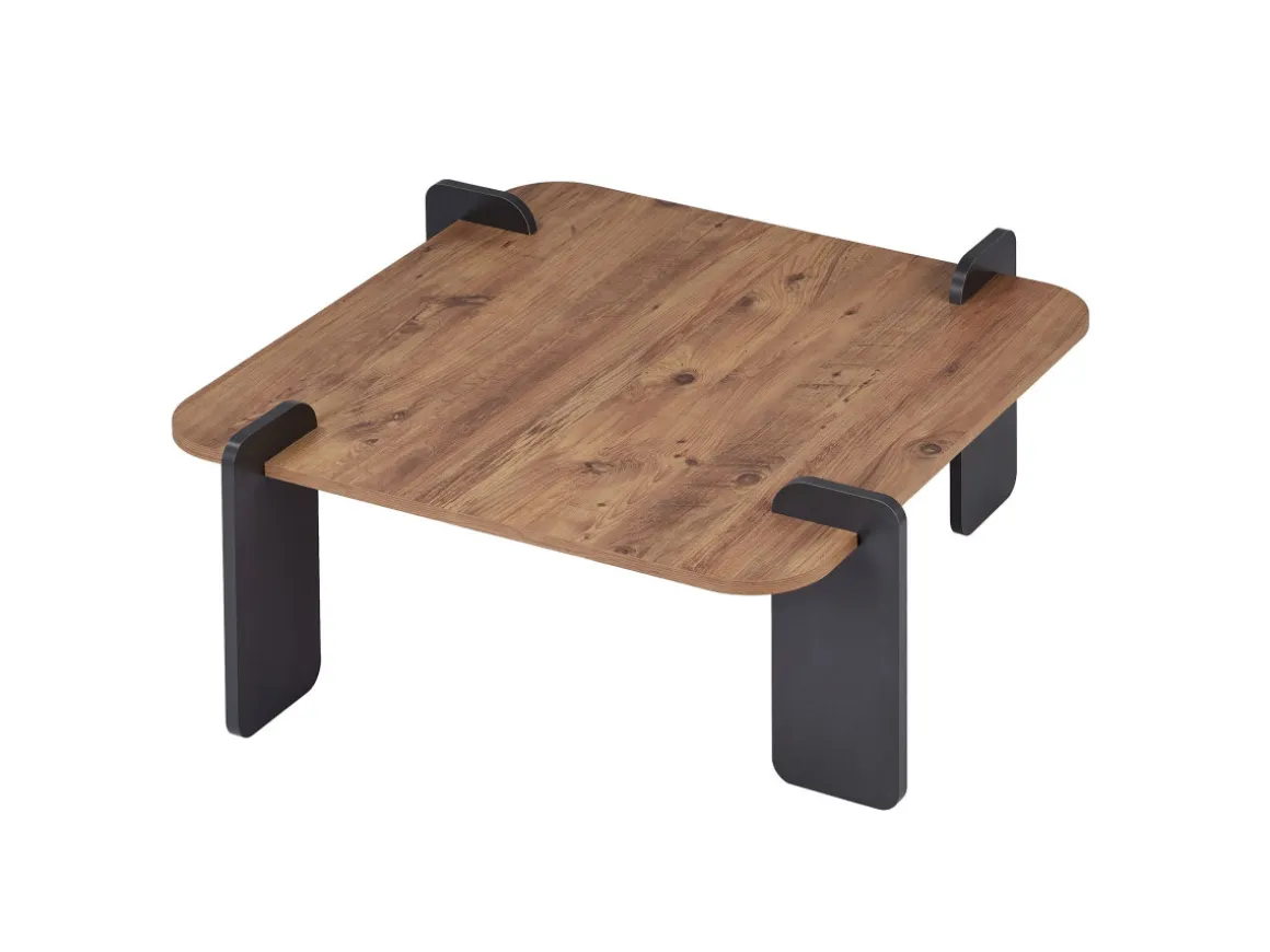 Table basse en bois "Marais" - 90 x 90 x 35 cm - Marron clair