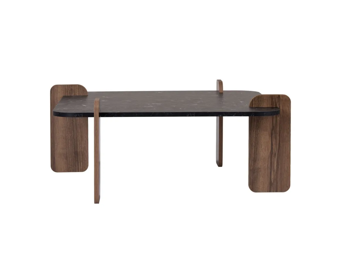 Table basse en bois "Marais" - 90 x 90 x 35 cm - Noir