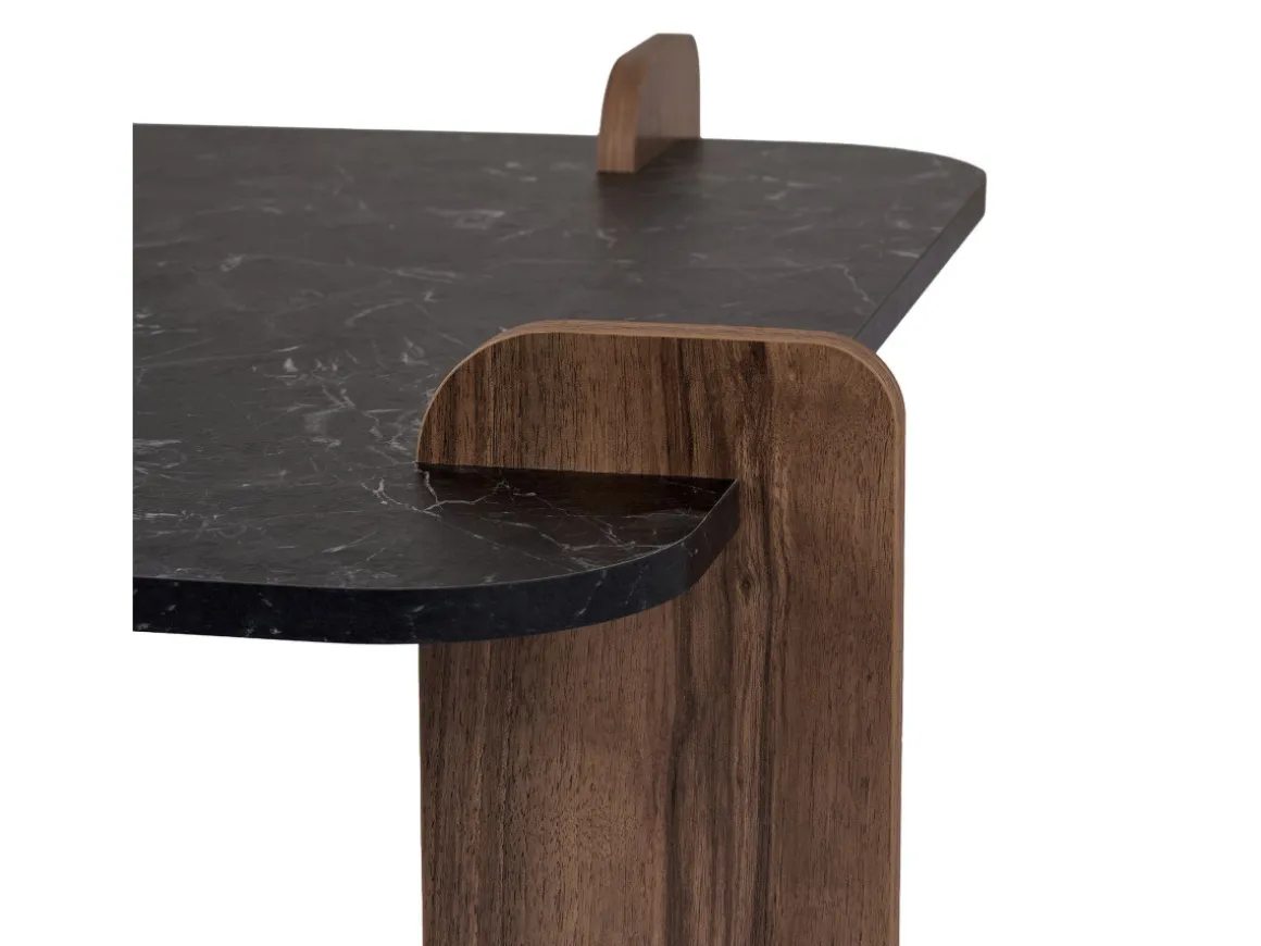 Table basse en bois "Marais" - 90 x 90 x 35 cm - Noir