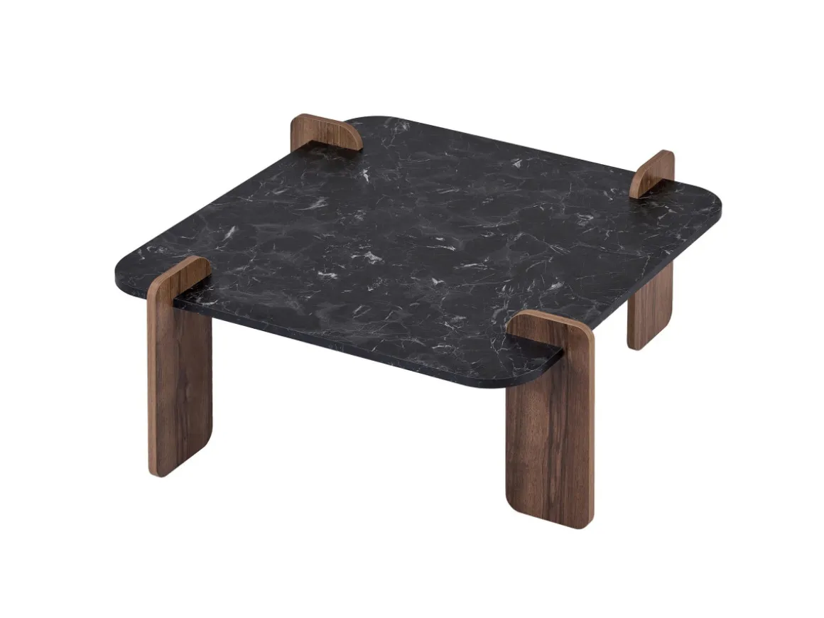Table basse en bois "Marais" - 90 x 90 x 35 cm - Noir