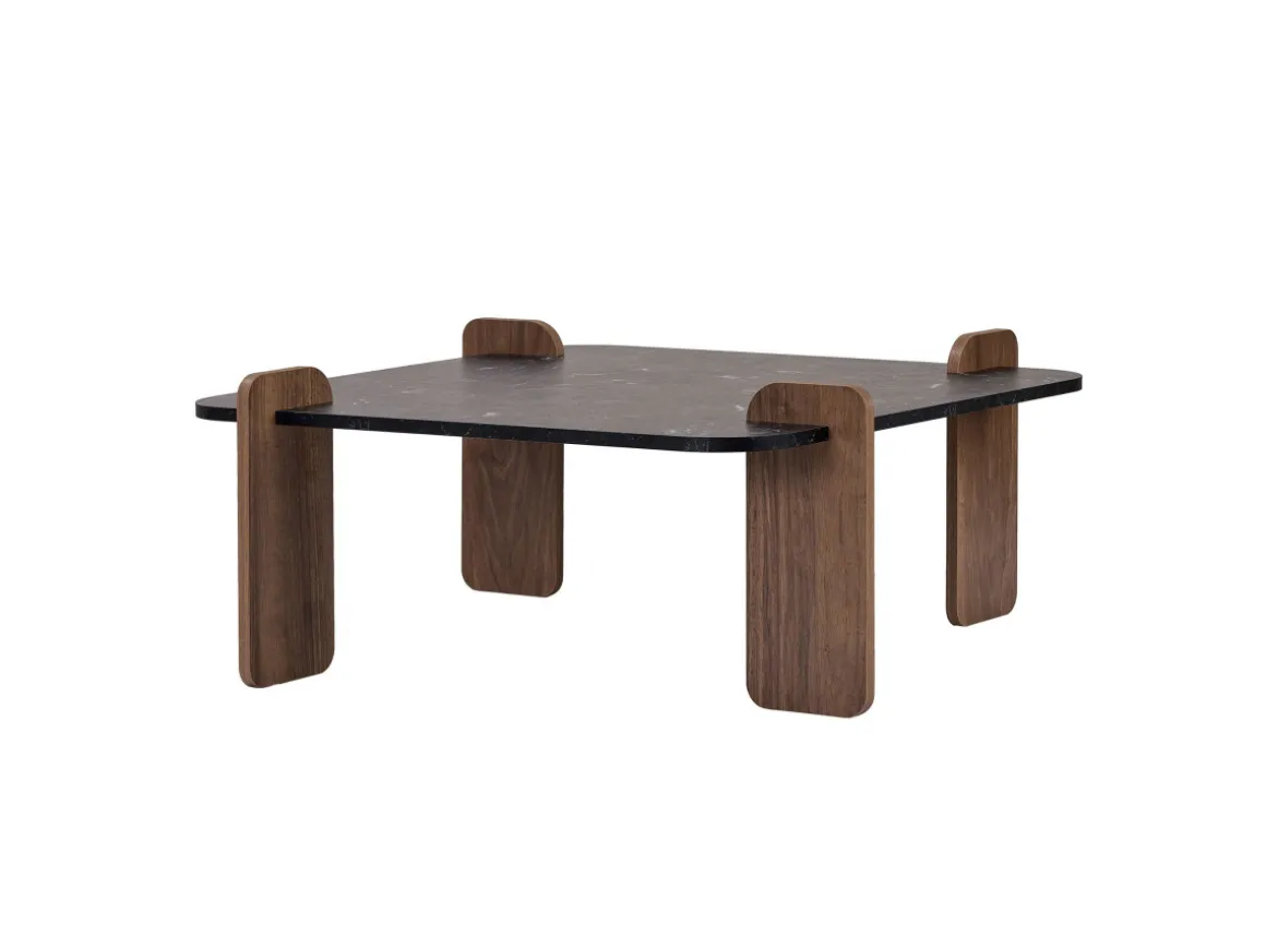 Table basse en bois "Marais" - 90 x 90 x 35 cm - Noir