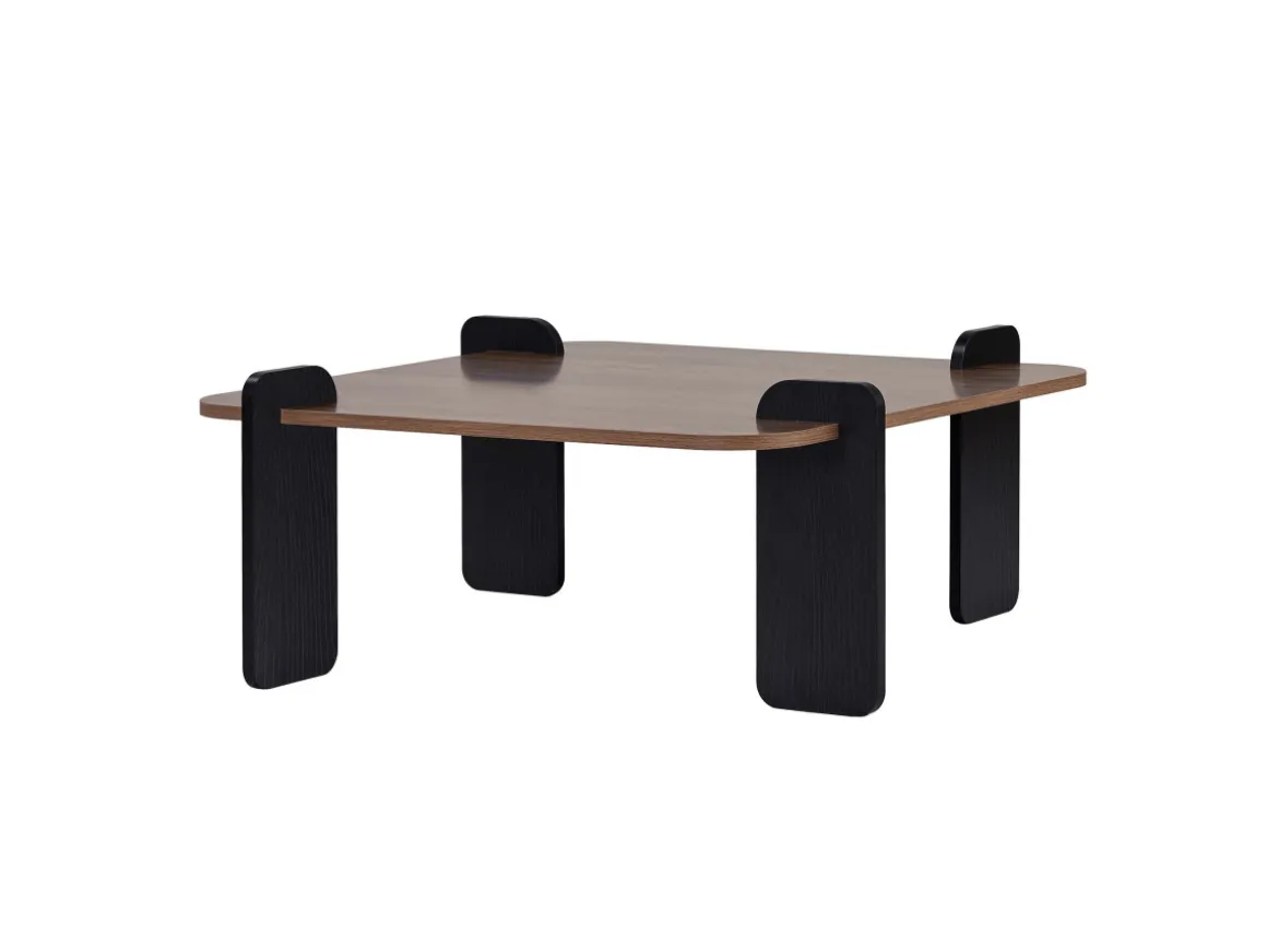 Table basse en bois "Marais" - 90 x 90 x 35 cm - Marron