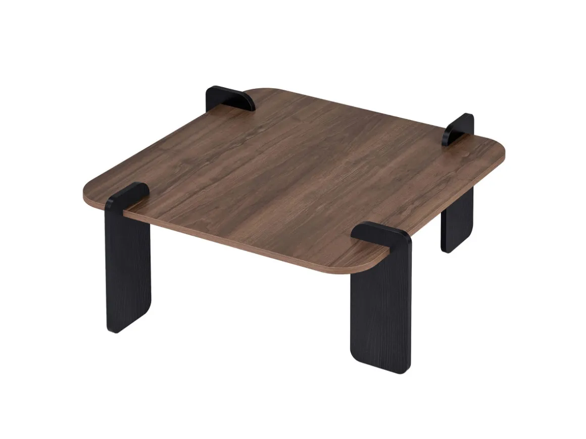 Table basse en bois "Marais" - 90 x 90 x 35 cm - Marron