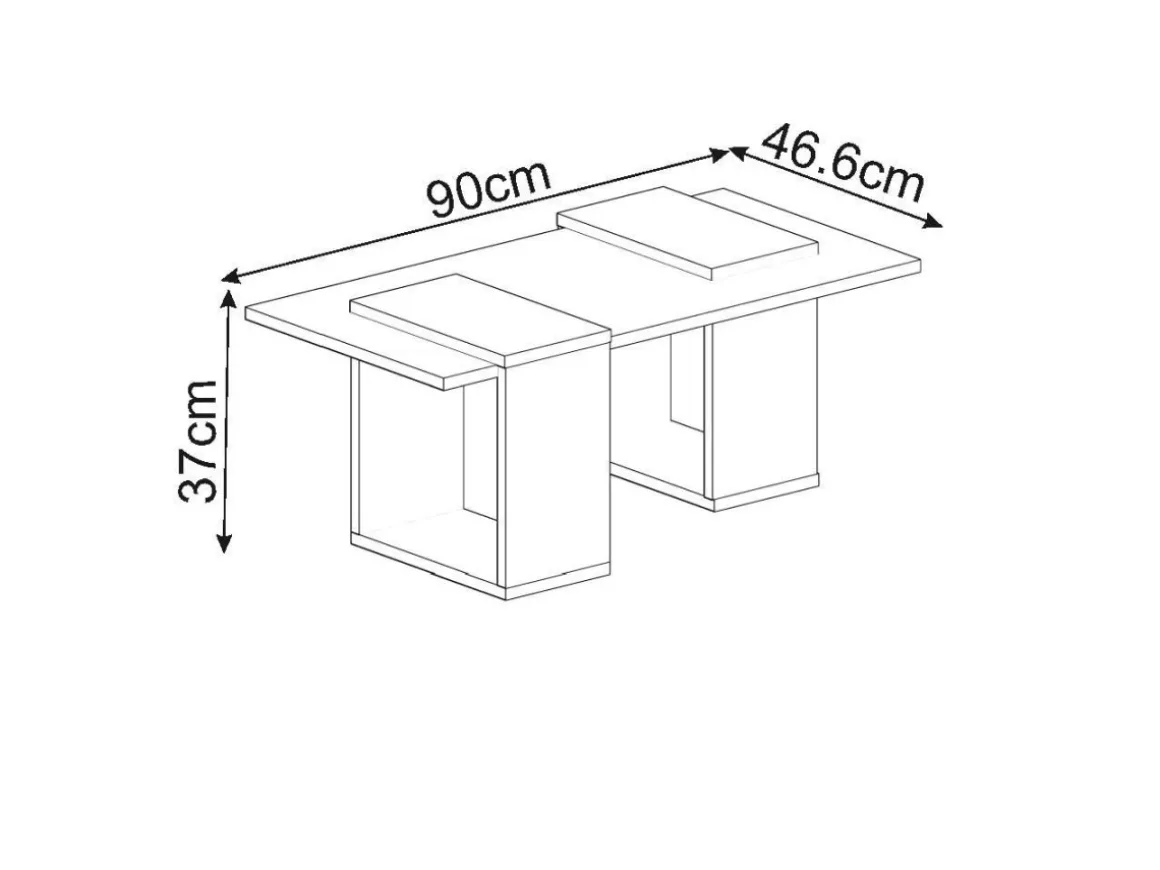 Table basse en bois "Matris" - 90 x 46 x 37 cm - Travertin