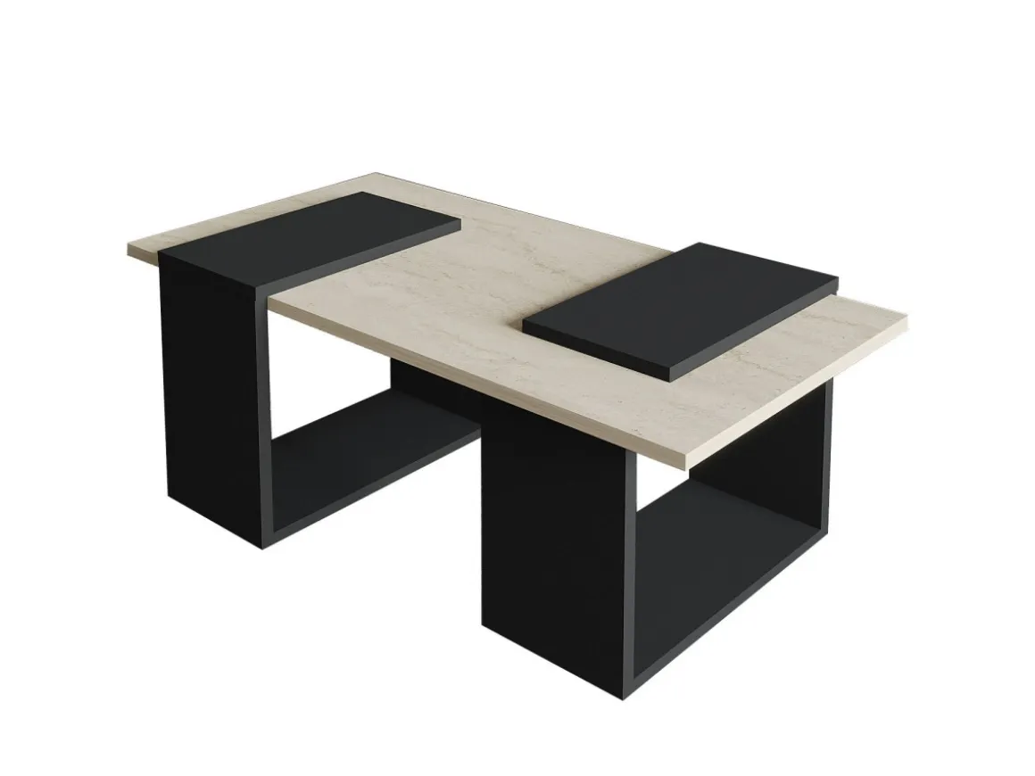 Table basse en bois "Matris" - 90 x 46 x 37 cm - Gris anthracite