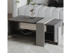 Table basse en bois "Meleni" - 90 x 49 x 40 cm - Gris