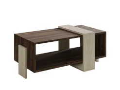 Table basse en bois "Meleni" - 90 x 49 x 40 cm - Travertin