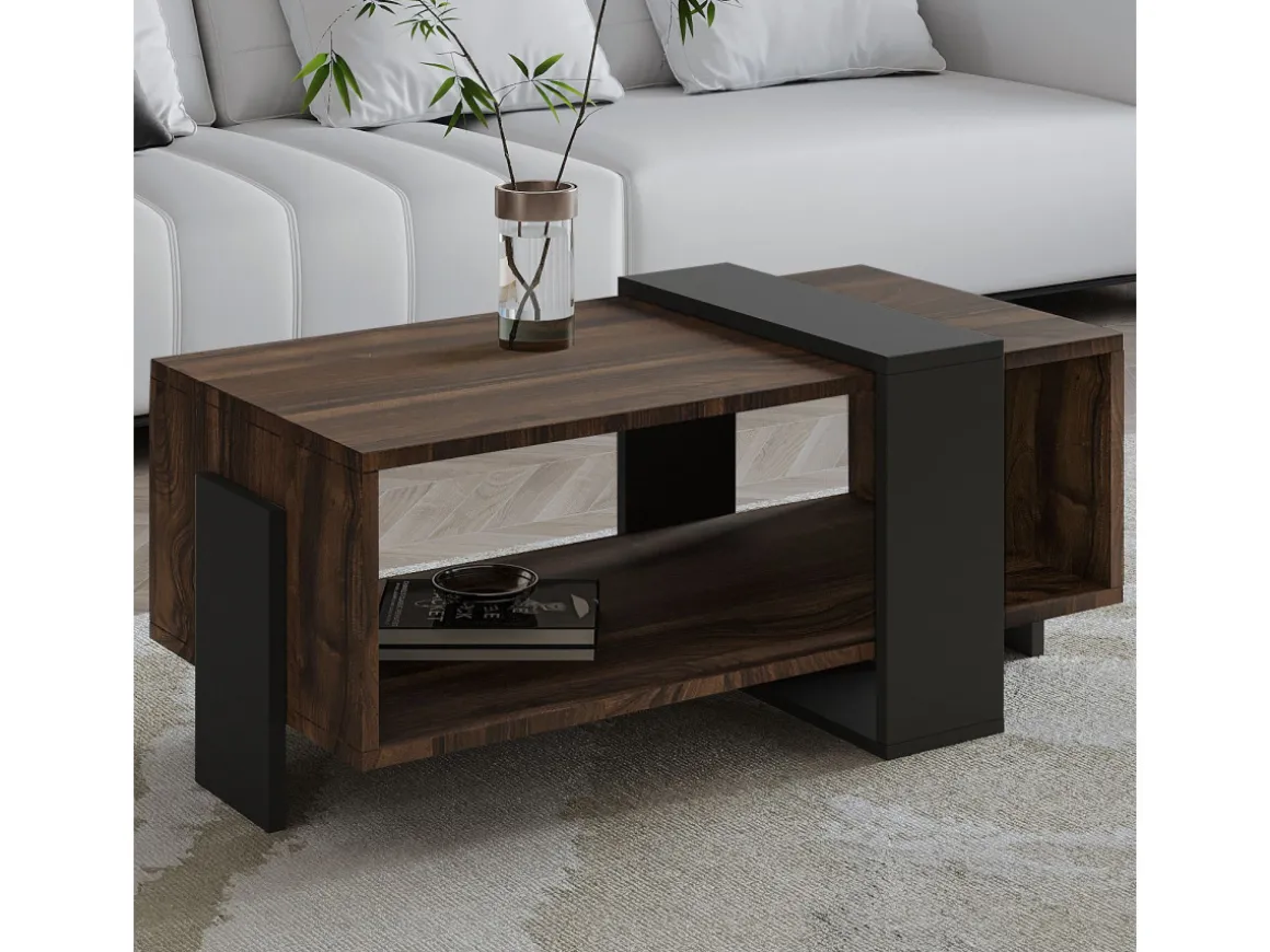 Table basse en bois "Meleni" - 90 x 49 x 40 cm - Marron