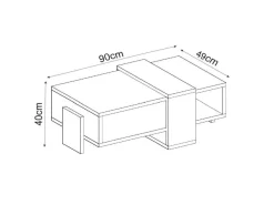 Table basse en bois "Meleni" - 90 x 49 x 40 cm - Blanc