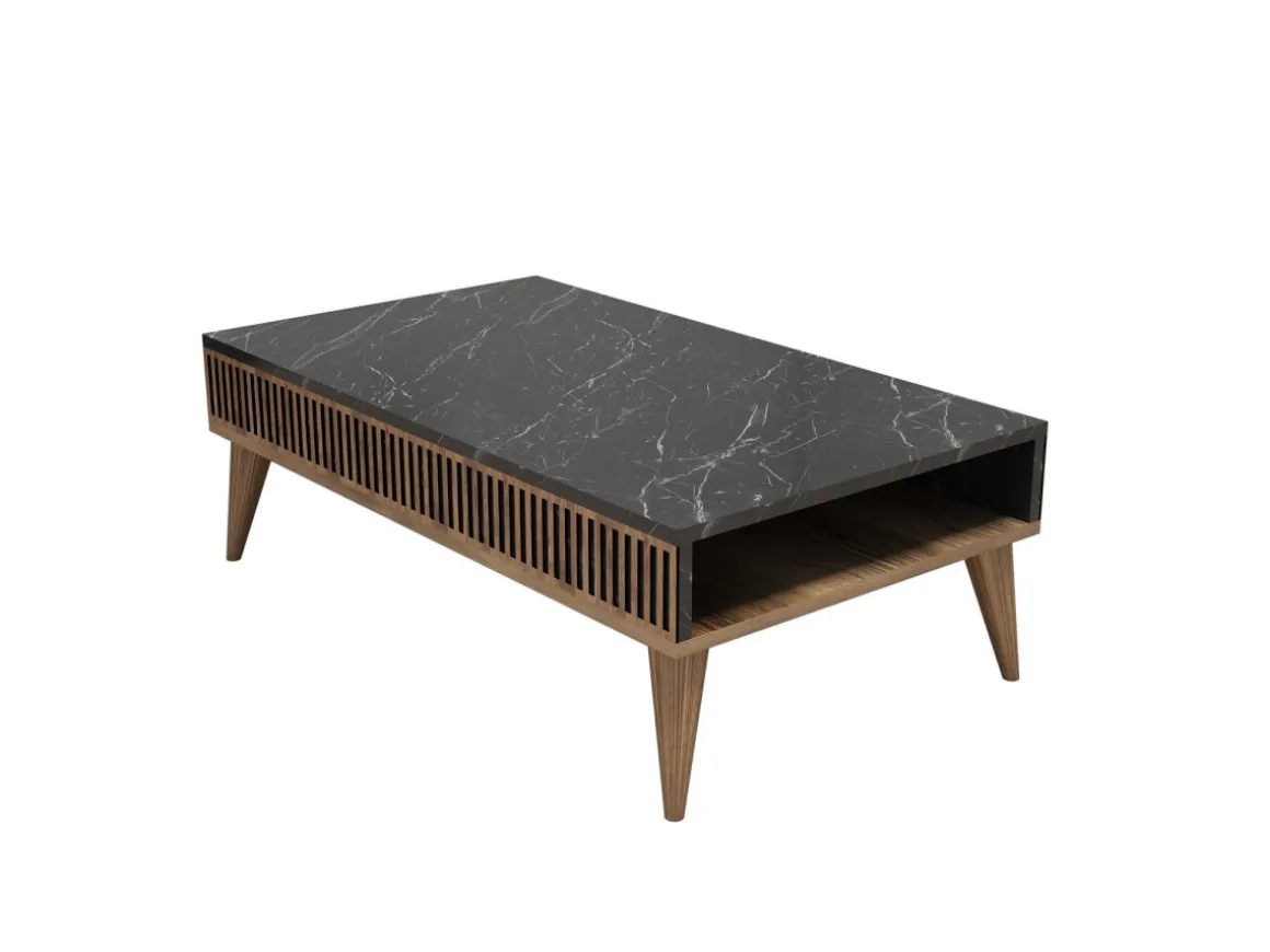 Table basse en bois "Milan" - 105 x 60 x 34 cm - Noyer, Noir