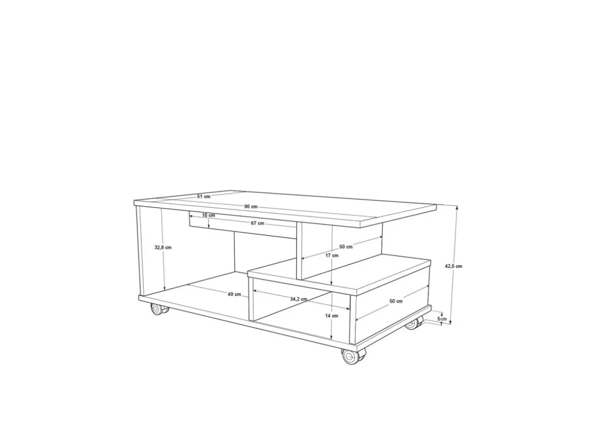Table basse en bois "MIN9" - 90 x 51 x 42 cm - Blanc