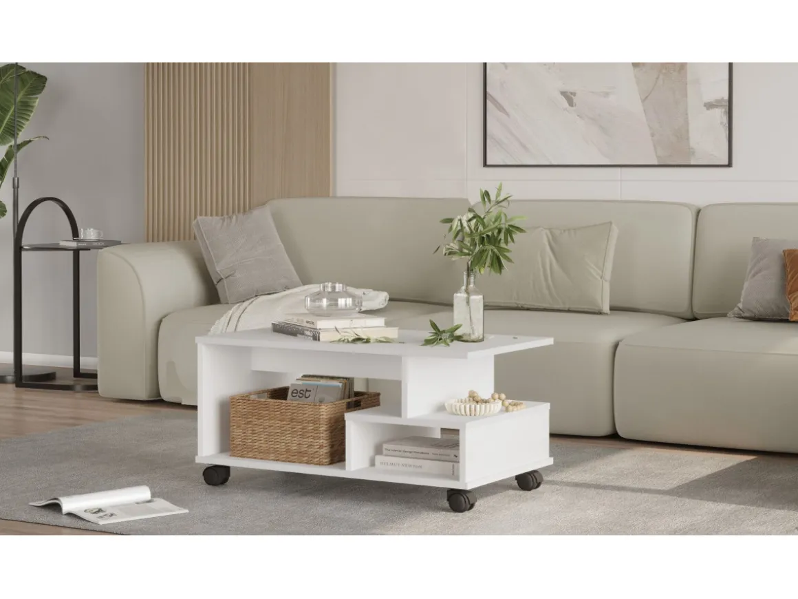 Table basse en bois "MIN9" - 90 x 51 x 42 cm - Blanc