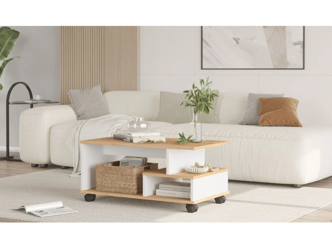 Table basse en bois "MIN9" - 90 x 51 x 42 cm - Blanc