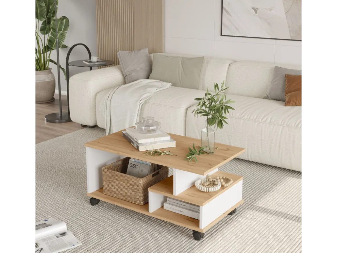 Table basse en bois "MIN9" - 90 x 51 x 42 cm - Blanc