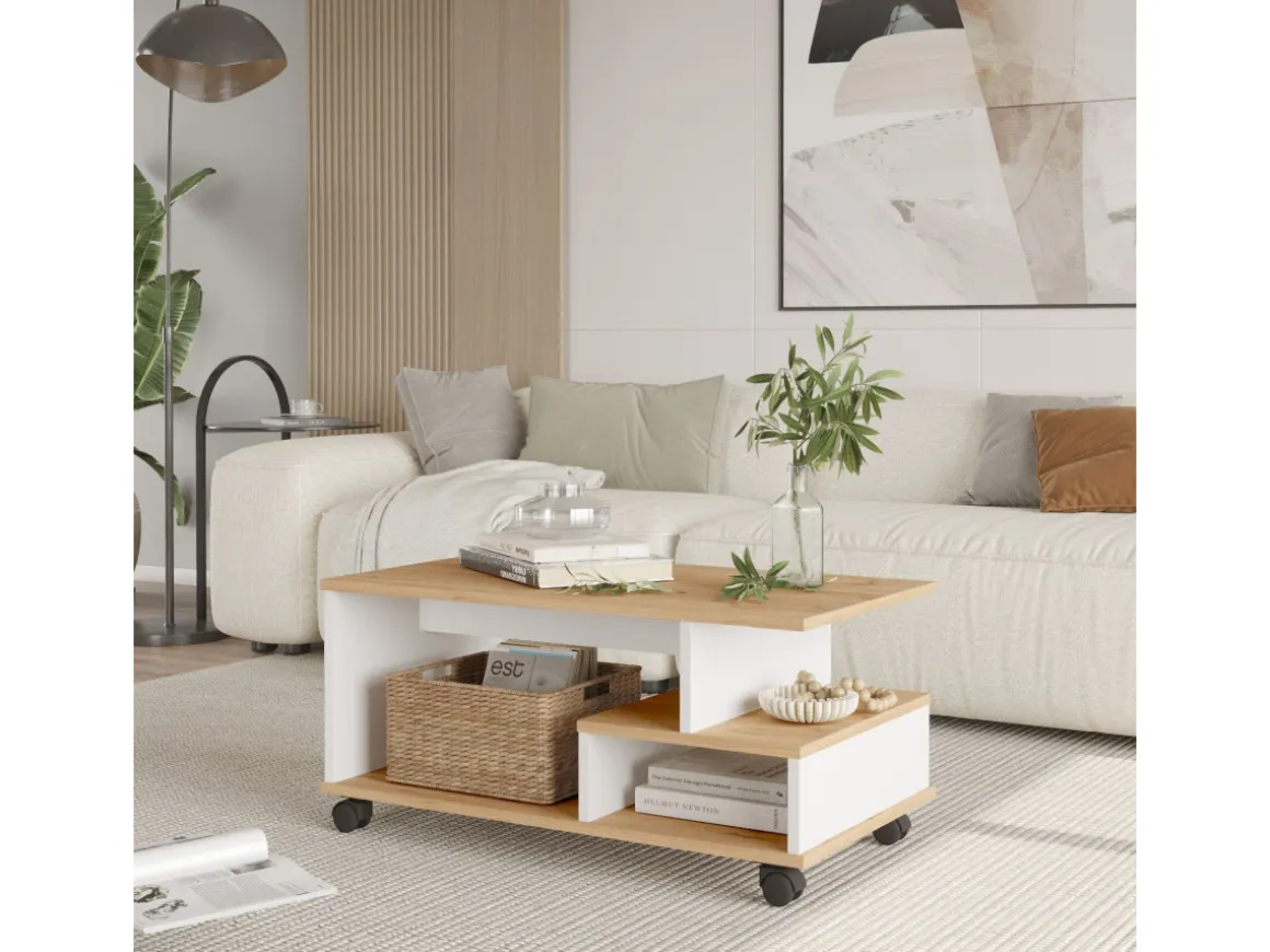 Table basse en bois "MIN9" - 90 x 51 x 42 cm - Blanc