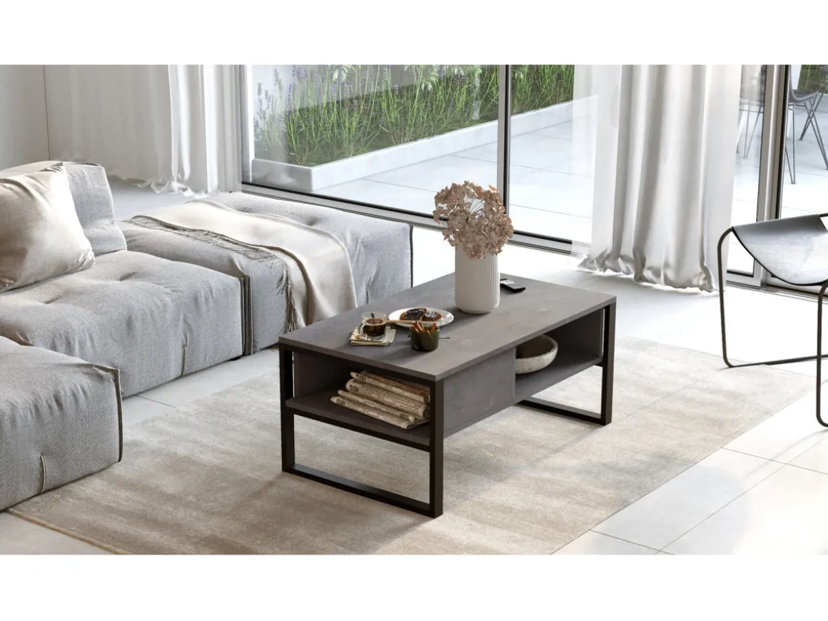 Table basse en bois "ML34" - 100 x 59 x 44 cm - Argent