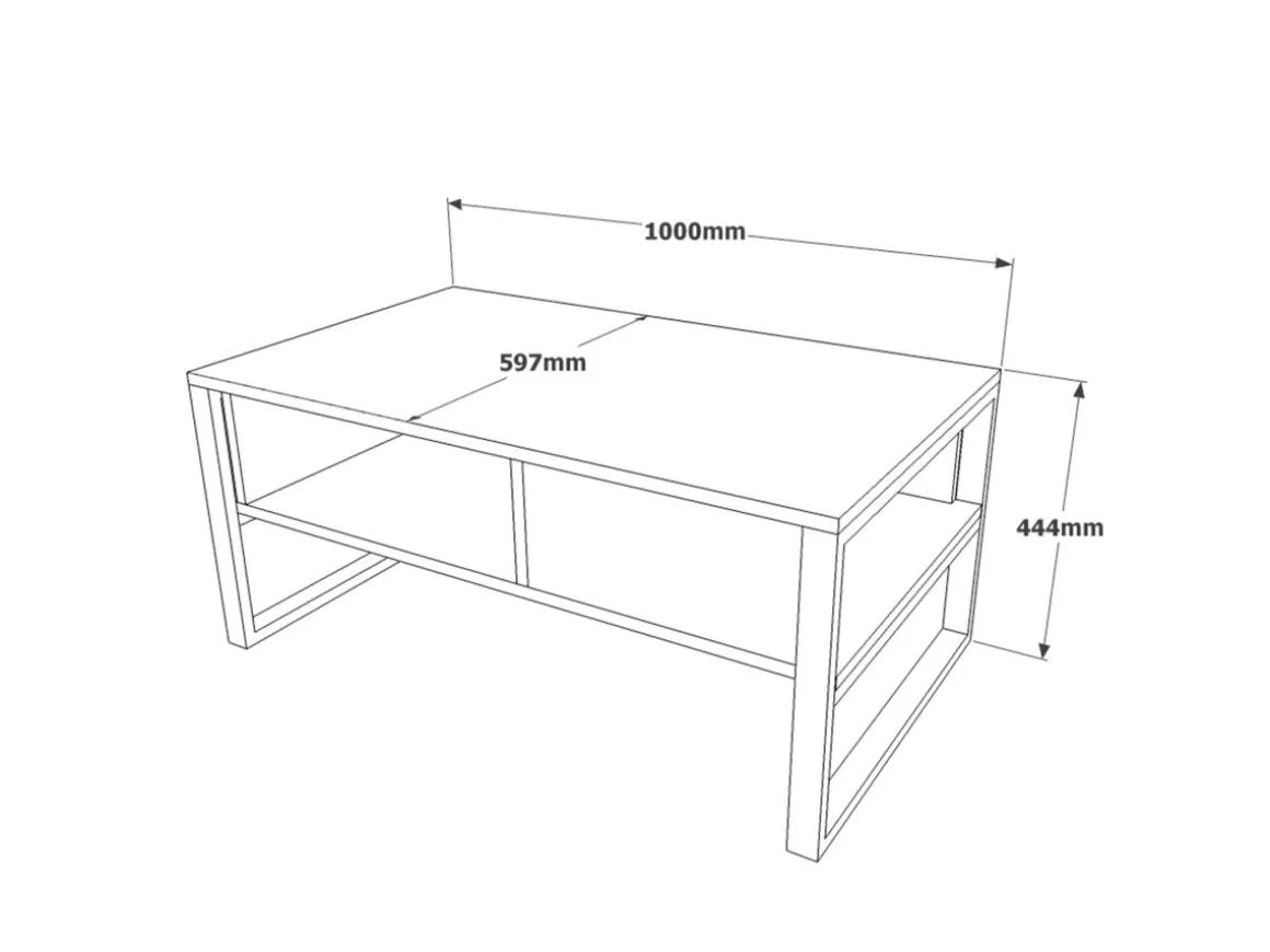 Table basse en bois "ML34" - 100 x 59 x 44 cm - Argent
