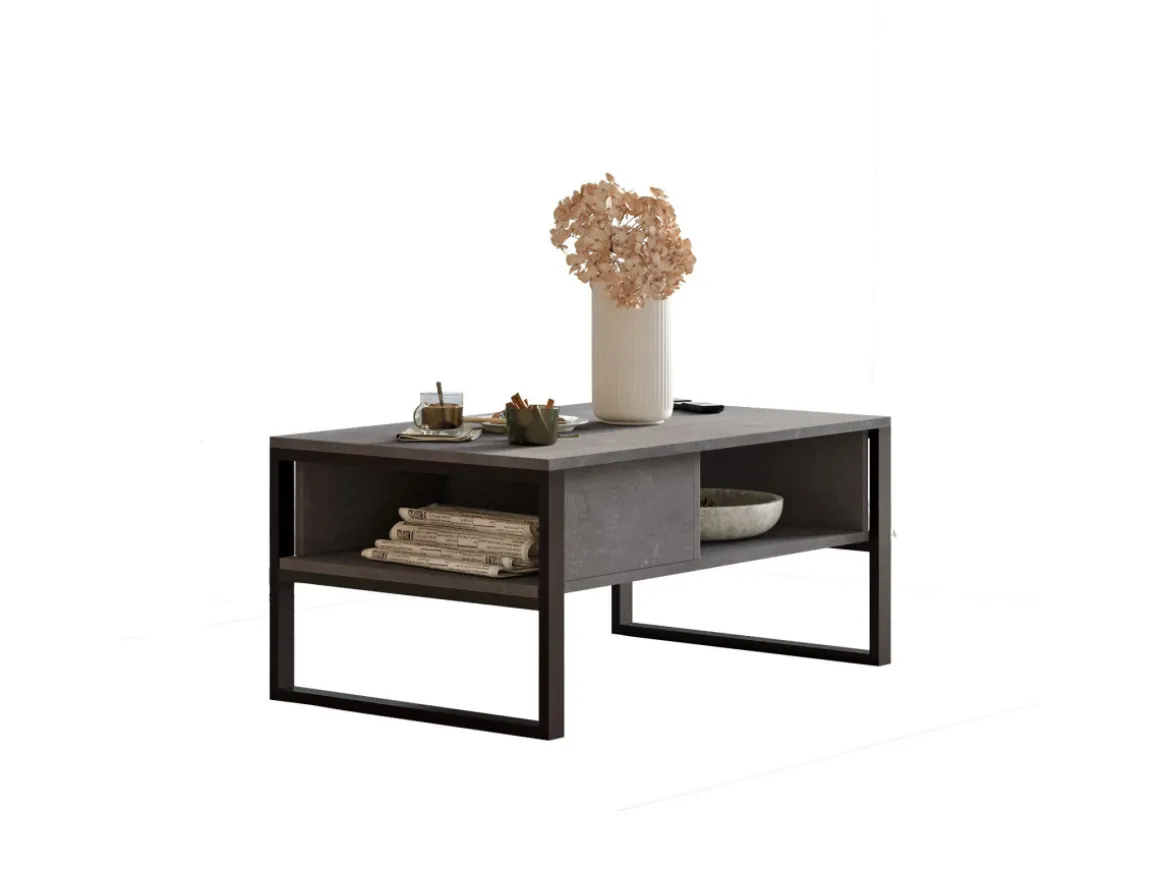 Table basse en bois "ML34" - 100 x 59 x 44 cm - Argent