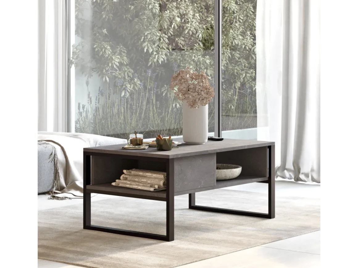 Table basse en bois "ML34" - 100 x 59 x 44 cm - Argent