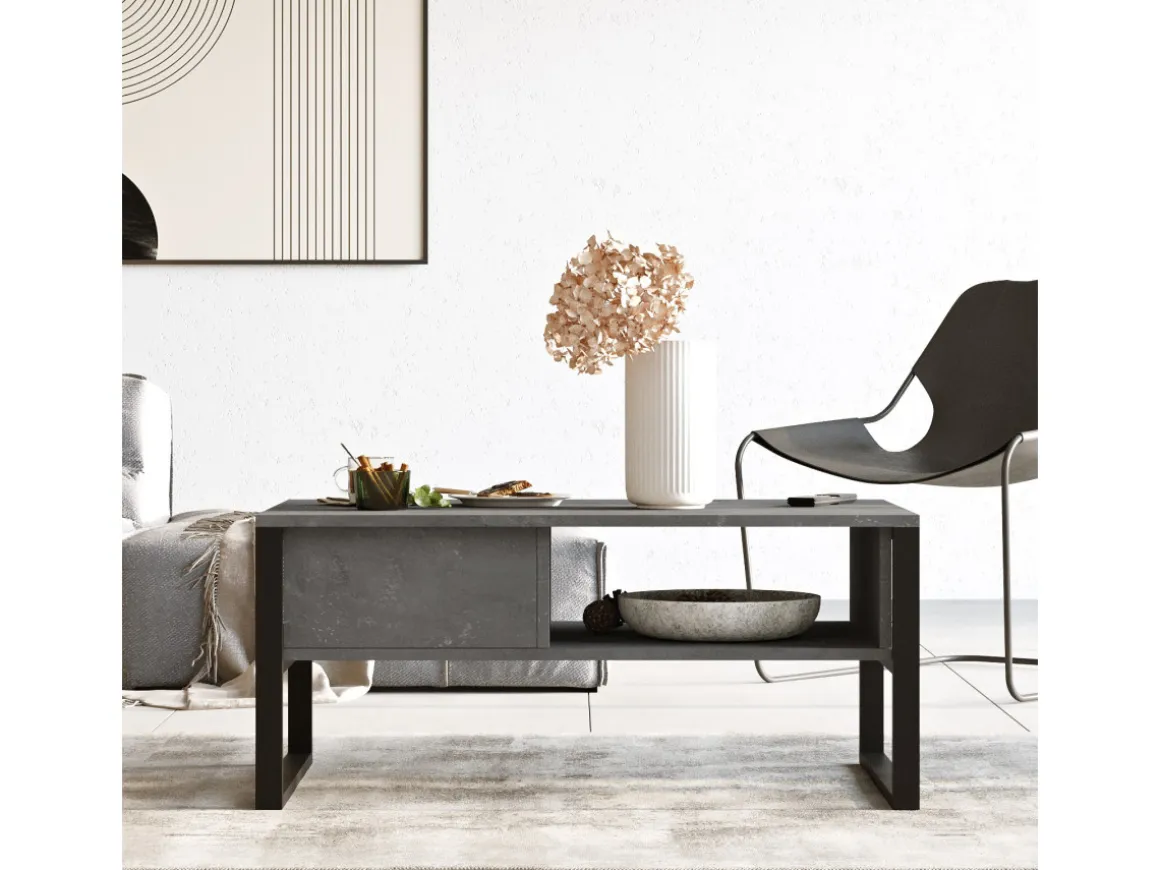 Table basse en bois "ML34" - 100 x 59 x 44 cm - Argent