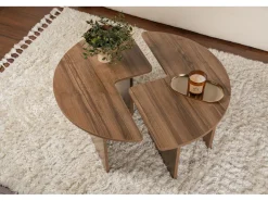 Table basse en bois "Moira" -  90 x 90 x 41 cm - Noyer
