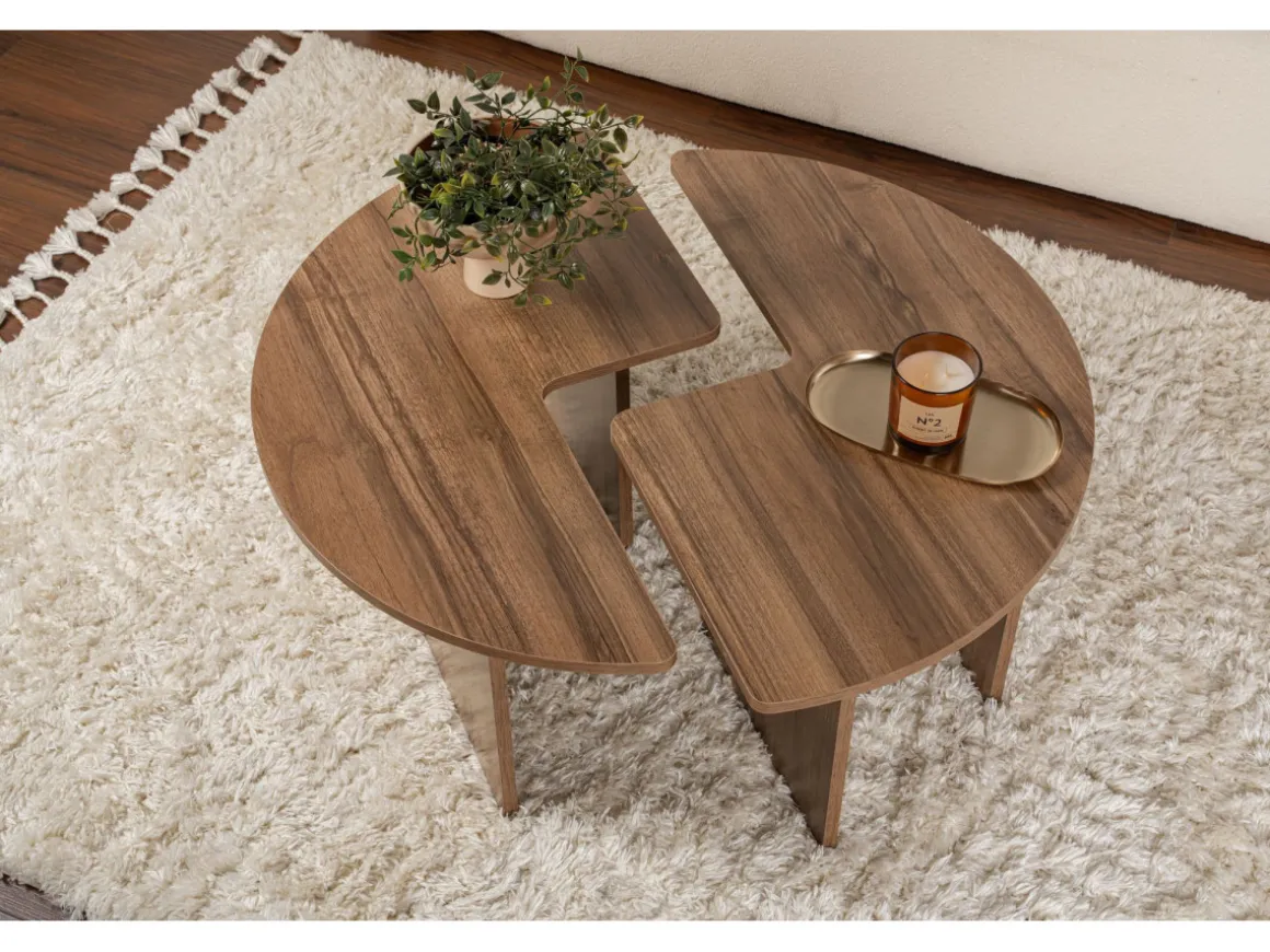 Table basse en bois "Moira" - 90 x 90 x 41 cm - Noyer