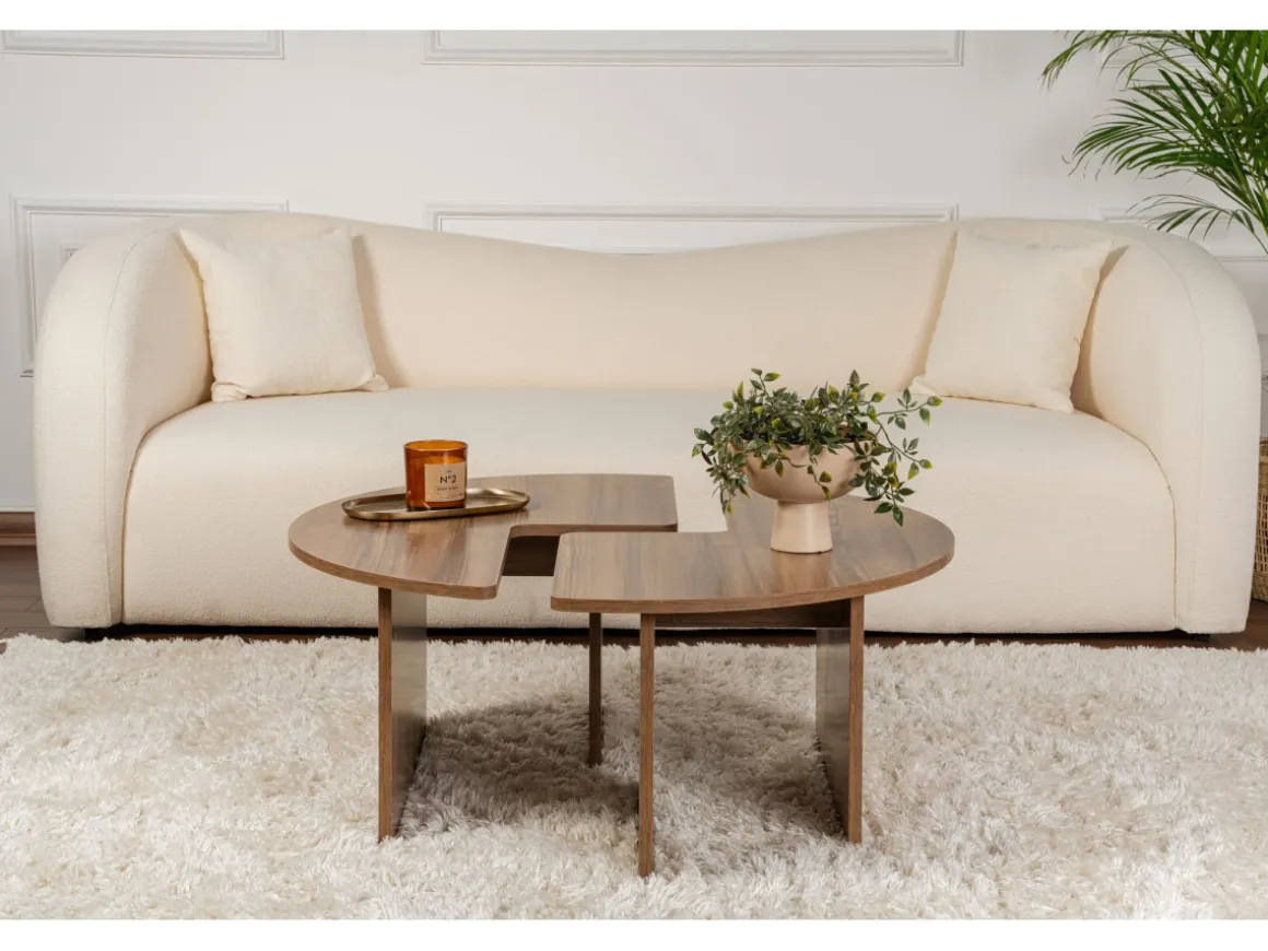 Table basse en bois "Moira" - 90 x 90 x 41 cm - Noyer