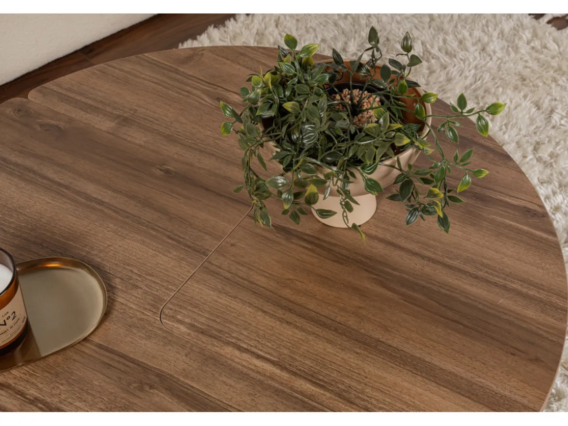 Table basse en bois "Moira" - 90 x 90 x 41 cm - Noyer