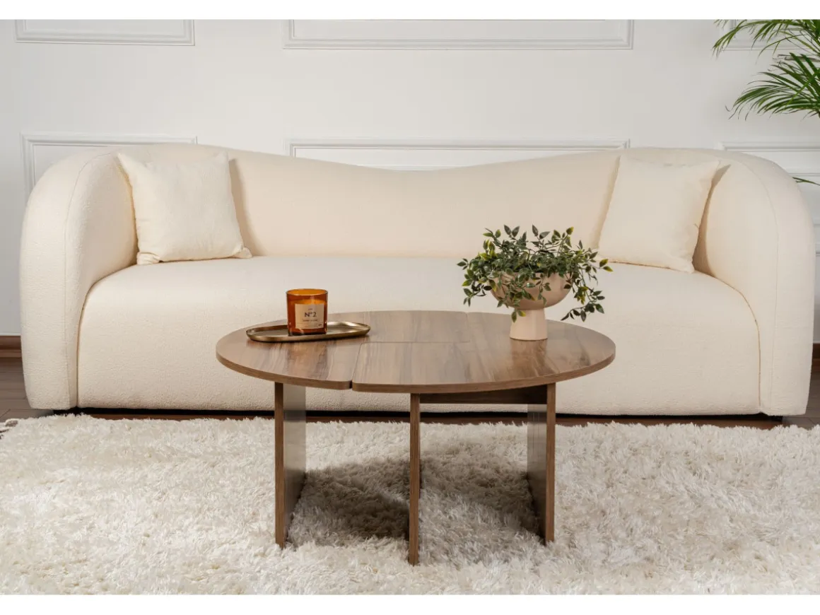 Table basse en bois "Moira" - 90 x 90 x 41 cm - Noyer