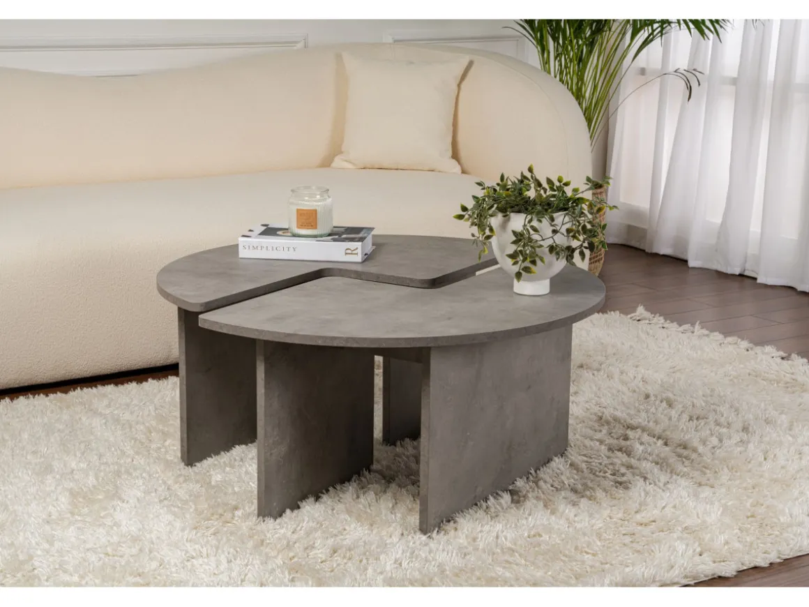 Table basse en bois "Moira" 90 x 90 x 41 cm - Gris béton