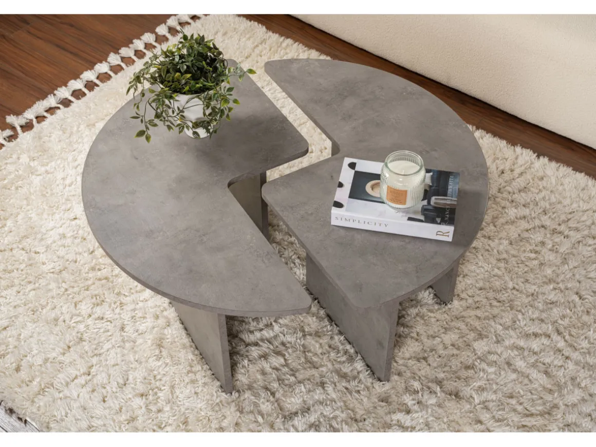 Table basse en bois "Moira" 90 x 90 x 41 cm - Gris béton