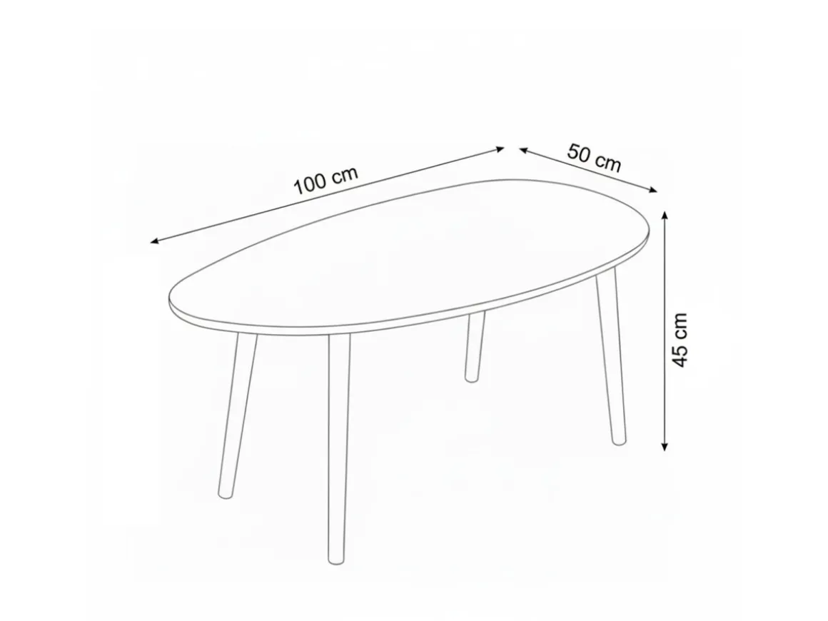 Table basse en bois "Nora" 100 x 50 x 45 cm - Noyer