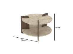 Table basse en bois "Oalla" 70 x 70 x 45 cm - Travertin